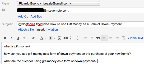 emailing notes to Evernote