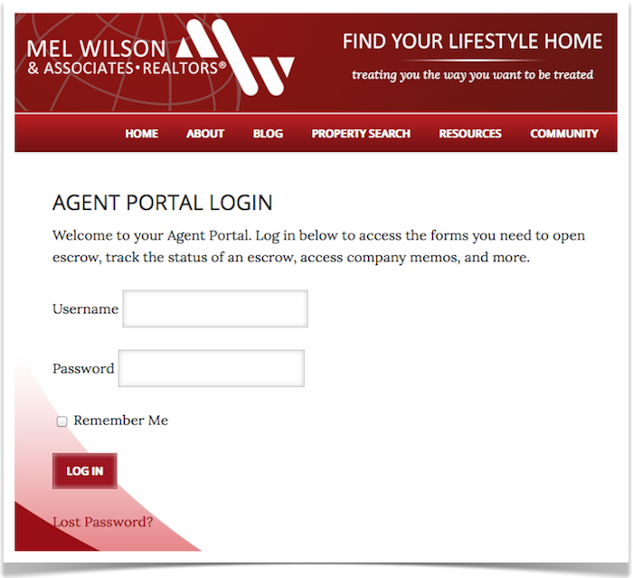 Agent Portal Login Page
