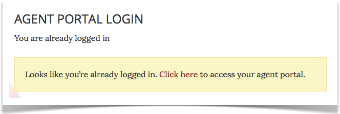 Agent Portal - already logged in
